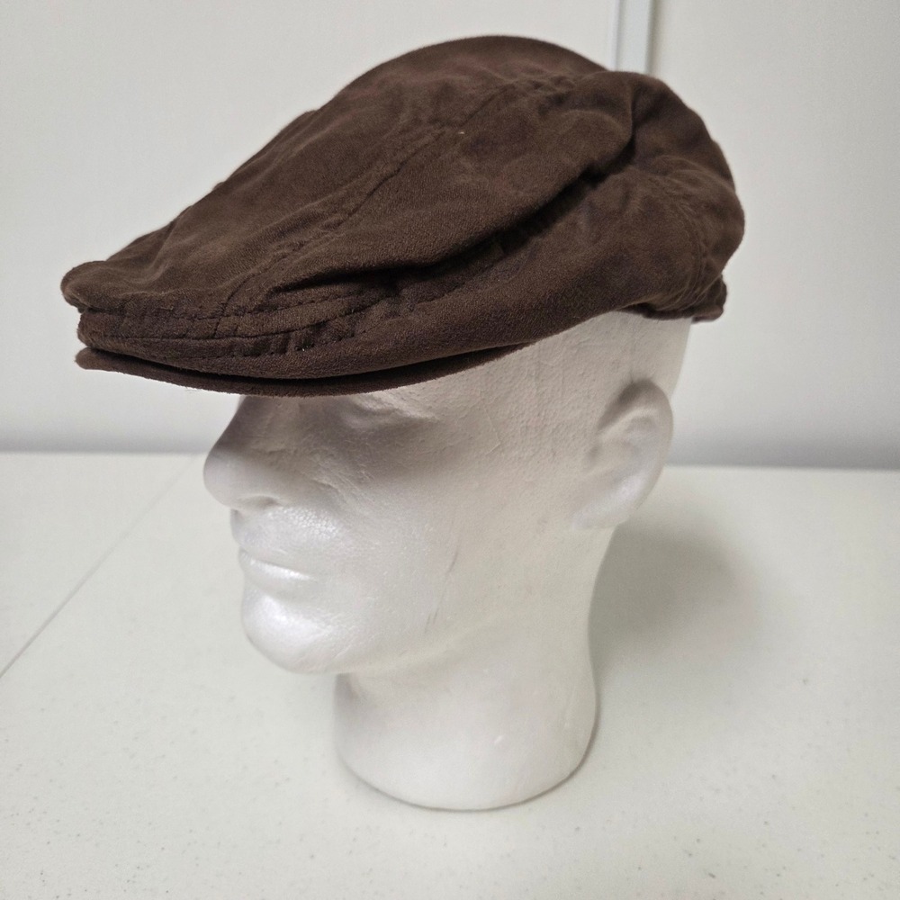 US Polo Assn Mens Brown Faux Suede Flat Cap Ivy Newsboy Hat RN 109028